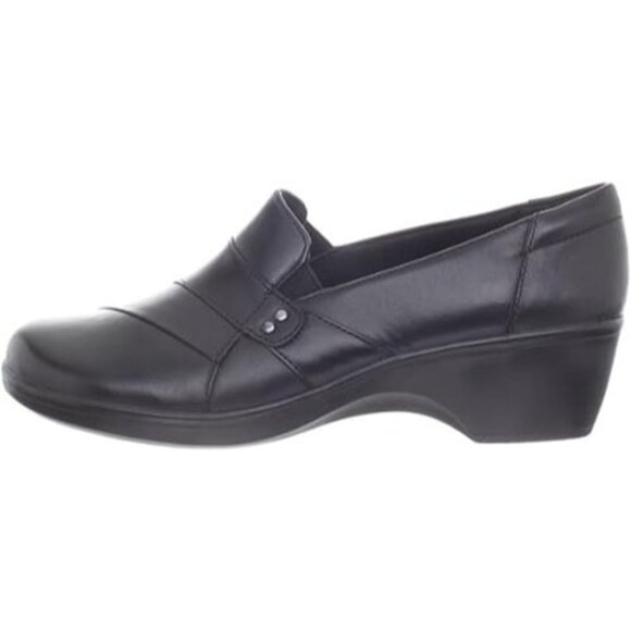 Clarks Women's May Marigold Slip On Loafer Size 8 Square Toe Leather Black - Picture 5 of 7